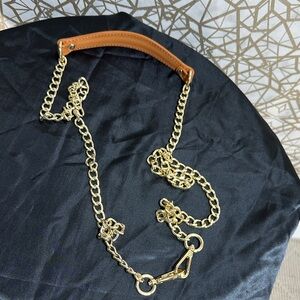 Valentina Gold Chain with Brown Leather Handle